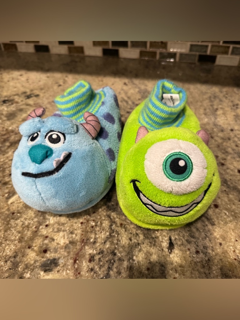 Plush Monsters Inc Mike & Sully Character toddler Slippers - size 9-10